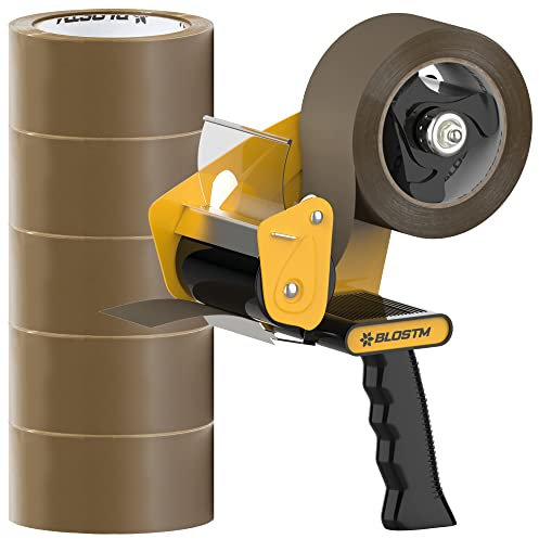 BLOSTM Dispenser Per Nastro Adesivo Pacchi Con 6 Rotolo Nastro Pacchi Marrone - Per Traslochi, Sigillatura Di Pacchi, Ecc.