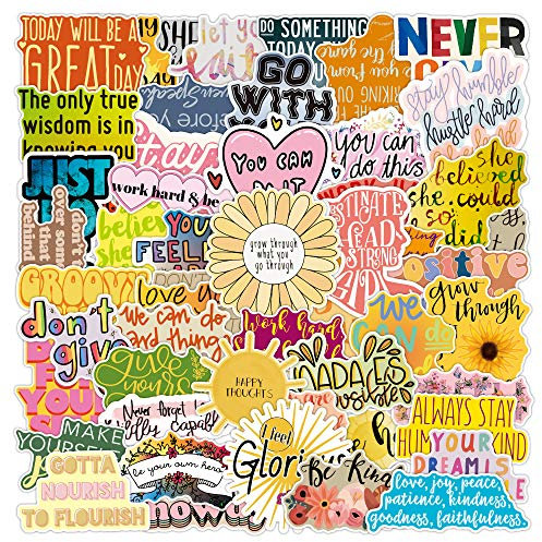 Aufkleber 50 Stück Wasserdicht Vinyl Stickers Graffiti Style Decals für Auto Motorräder Fahrrad Skateboard Snowboard Gepäck Laptop Aufkleber MacBook iPad und mehr (Inspirational Words)