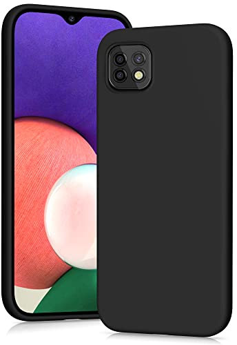 YATWIN Coque pour Samsung Galaxy A22 5G, Housse en Silicone Doux avec Découpes Précises pour Caméra, Design Ultra Mince, Protection 360° à Bords Surélevés - Noir