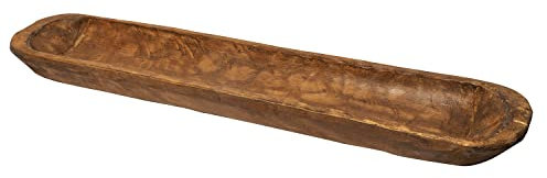 MAINEVENT Decorative Wooden Dough Bowl Decor 30 Inch, Rustic Wood Long Dough Bowl, Large Carved Dough Bowl, Long Wooden Bowl, Bread Shaped Bowl, Wooden Large Dough Bowl Centerpiece