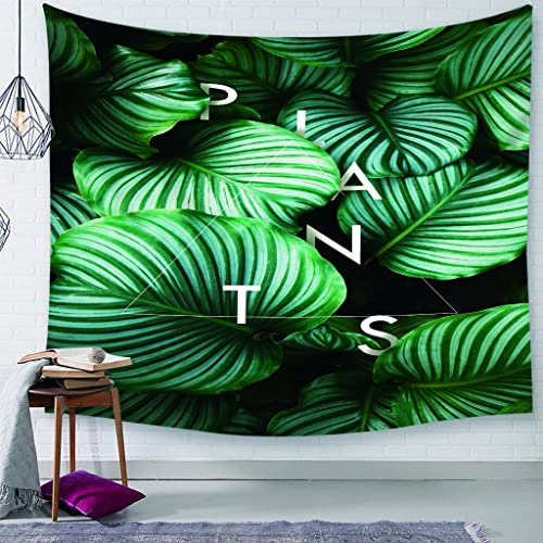 EHOMERY Bilder Wandbehang Wandteppich Wanddekoration Balkon Grün Pflanzenblätter Fotodruck Wandtuch Landschaft Wandbehang Wandschmuck Groß Schlafzimmer Wohnzimmer Wanddekoration 102X94 Inches