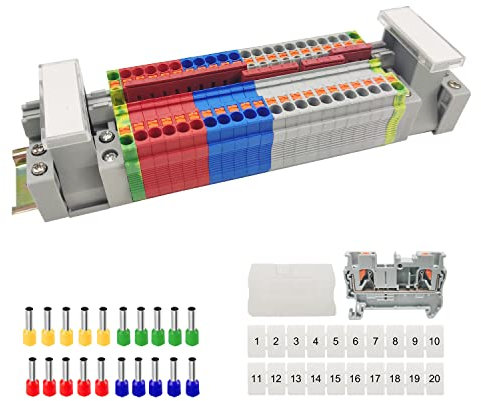 JINXIAN Kit di Morsettiere Su Guida DIN PT-2.5 Morsetti di Classe Universale Morsettiere a Crimpare Morsettiere Elettriche Su Guida DIN per Trasformazione di Circuiti