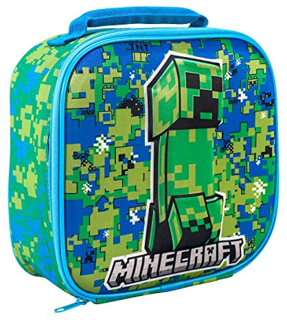 Zawadi Global Minecraft 3D Rectangular Insulated Lunch Box Bag for Boys and Girls, Perfect Size for Packing Hot or Cold Snacks for School and Travel, BPA Free