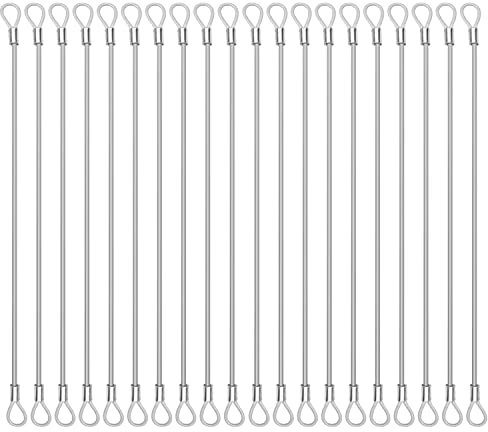 20 Pack Safety Stainless Steel Tethers,Coated Security Tether Lanyard Kit Cable Wire Compatible with Sporting Camera All Editions,Action Camera Series Devices and Other Applicable Equipment, Silver