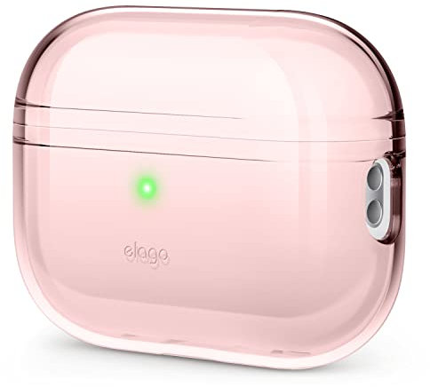 elago Clear Case Hülle Kompatibel mit Apple AirPods Pro 2. Generation - Schutzhülle, Stoßfest, Inklusive Gel-Tape, Kabelloses Aufladen, Reduziert Vergilbung (Rosa)