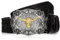 Jadive Herren Gürtel Western Cowboy Bull Leder Gürtel Schnalle mit Blumen Gravur (Schwarz, 110 cm)