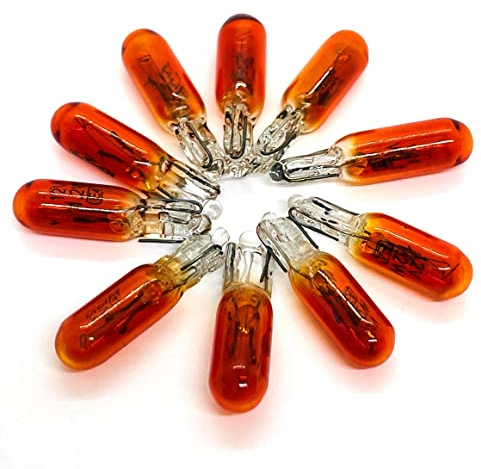 Maxxoni - 10x W1,2W 12V T5 Glassockellampe Tachobeleuchtung Tacho Auto Innenraumbeleuchtung (10x Orang)