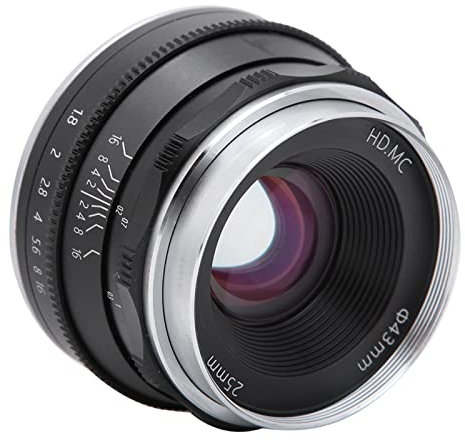 Objectif d'appareil photo sans miroir en métal F1.8 25 mm avec monture Z mise au point manuelle pour Nikon Z6 Z7 Z50 (Noir)