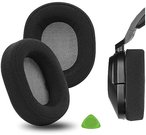 Geekria Comfort Mesh Fabric - Almohadillas de repuesto para auriculares Corsair HS65, HS55, piezas de reparación (negro)