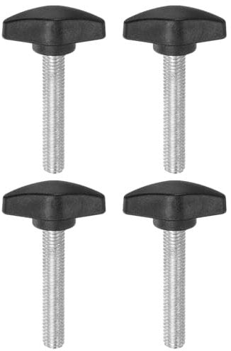 sourcing map 4pcs Tee Wing Knobs Thumb Screws M8 x 40mm Standard Male Thread Plastic T Knobs Handles Hand Clamping Thumbscrew, Black