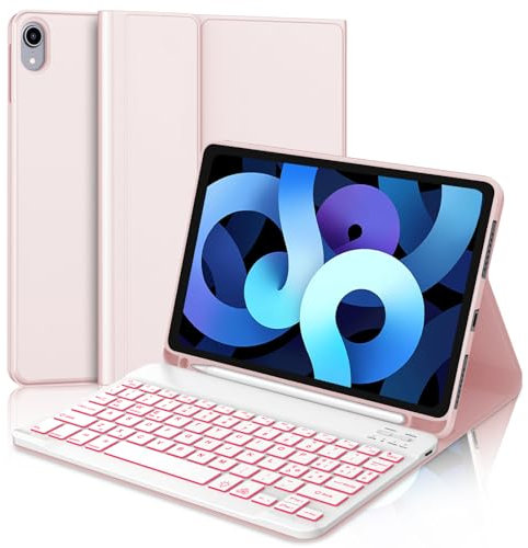 Tastiera per iPad Air 5 Generazione, Custodia con Tastiera per iPad Pro 11, Cover Tastiera Bluetooth Retroilluminata Magnetica Staccabile Italiano per iPad Air 4/5, iPad Pro 11 4/3/2/1 Gen, Rosa