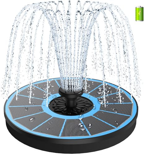 SZMP Fontaine Solaire Pompe 3.5W,2025 Nouveau Fontaine de Jardin Solaire Flottante Solaire avec Batterie 2000mAh,Fontaine Exterieur avec 8 Buses pour Bain d'oiseaux,Étang,Piscine,Jardin Fontaine