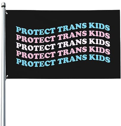Protect Trans Kids Hochwertige dekorative Flagge für den Außenbereich, 90 x 150 cm, lebendige Farben, wind- und wasserfest, ideal für Garten und Veranstaltungen