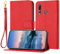 LMFULM® Case for Huawei P Smart Z STK-LX1 (6.59 Inch) PU Leather Cover Magnetic Wallet Case Phone Protective Case Litchi Print Stent Function Flip Case Red