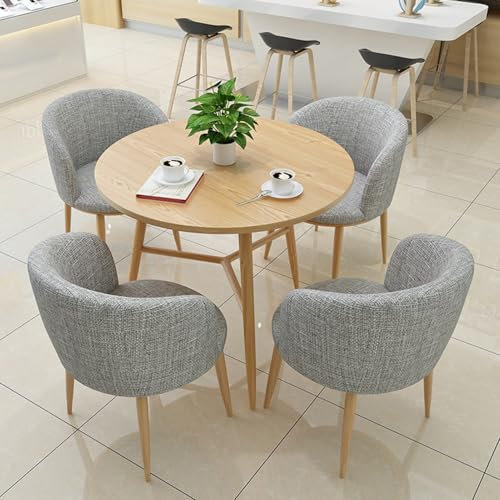HARELA Esstisch Mit 4 Stühlen Set, Konferenztisch, Besprechungstisch, 80 cm einfacher Stil Büro-Rezeption Schreibtisch und Stuhl-Set, für Zuhause, Wohnung(Light Gray)