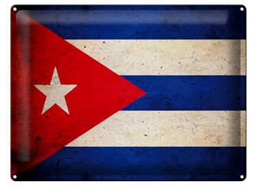 Femer Blechschild Flagge 40x30cm Kuba Cuba Fahne