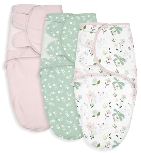 Soarwg Kids Pucksack Baby 0–3 Monate Swaddles Decke Babyschlafsack Pucktuch Neugeborene Wickeltuch Säuglinge Schlafsack, 100% Bio-Baumwolle für Kleinkinder, Unisex, Mädchen und Jungen 3er Pack (Rosa)