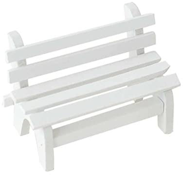 ibasenice Miniatur Gartenbank Aus Holz Weiß Leichte Haltbare Mini Sitzbank Mit Hohlraum-Design Vielseitig Für Puppenhaus Dekoration Fotorequisiten Miniatur Landschaft Ornamente Für Regal