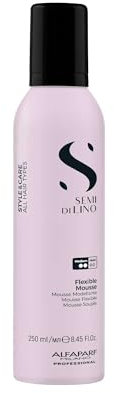 Alfaparf Milano | Semi di Lino | Style&Care | Flexible Mousse - Mousse modellante a tenuta media, effetto anti-crespo, Protezione termica fino a 230°C, per tutti i tipi di capelli, 250 ml
