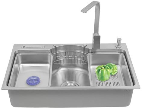 Fregadero empotrable con grifo, juego integrado, estación de lavado de manos, fregadero de acero inoxidable