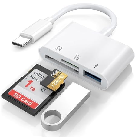 Apple MFi Certified SD Card Reader for iPhone, 3 in 1 USB-C to SD/TF Card Reader with USB Camera Adapter for iPhone 15/16 Series, iPad Air/Pro, MacBook Pro/Air M1 M2 M3 M4 and More