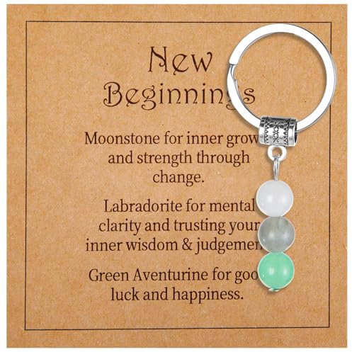 Schlüsselanhänger aus Neuanfang Geschenk Kristall Edelstein Schlüsselanhänger mit Geschenkkarte als Geschenk zur Linderung von Ängsten Weihnachtsgeschenke Abschiedsgeschenke Keychain Gifts For Women