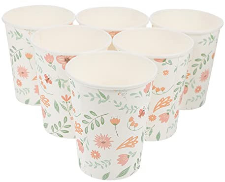 UTHCLO 24pezzi Bicchieri Di Carta Floreali Per Feste Bicchieri Usa e Getta Motivi Di Foglie Per Eventi e Picnic Eleganti e Pratici Per Matrimoni e Compleanni