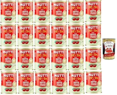 Italian Gourmet Doppio Concentrato di Pomodoro 24 x 140g Tomatenmark | Passata densa italiana, zweifach eingekocht; ideale Basis für Sugo, Pizza, Gesamtnettogewicht 3,36 kg + Kostenlos Polpa 400g