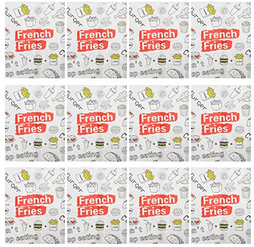 COLLBATH 300 Stück Einweg Snack Verpackung Taschen Fettdicht Lebensmittelecht für Pommes Hot Dogs Gebratene Hähnchenflügel Takeaway