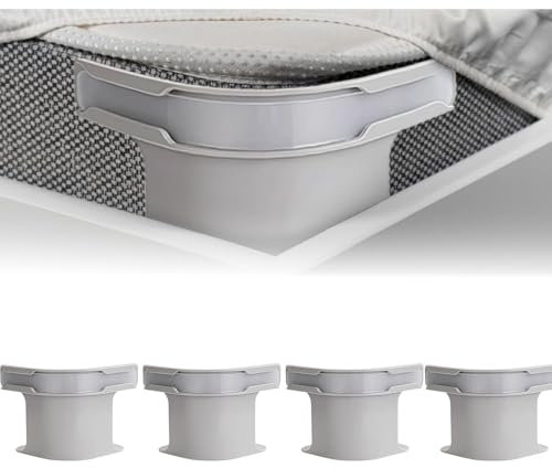 YUNYU Lot de 4 tendeurs de drap de lit, antidérapants, avec fermeture de sécurité, design invisible, pour tous les matelas jusqu'à 220 cm, gris