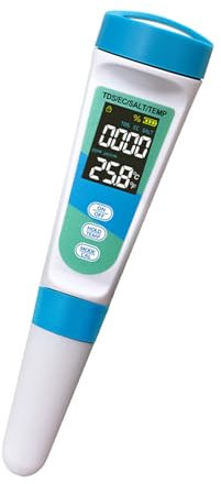 Testeur de salinité pour aquarium, testeur de sel de piscine, kit de test de jauge de température et EC, 4 en 1 outil de test multifonction pour piscine, eau de mer,