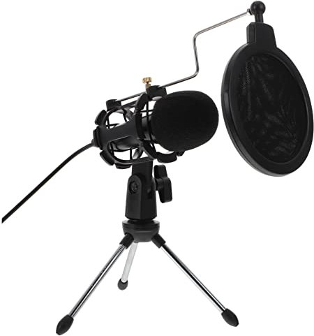 Artibetter Microphone De Jeu 3,5 Mm Support Trépied Réglable pour Pc Et Ordinateur Portable, Micro D'enregistrement Professionnel Polyvalent pour Podcast Streaming Vidéo, Micro De Jeu Compact Noir