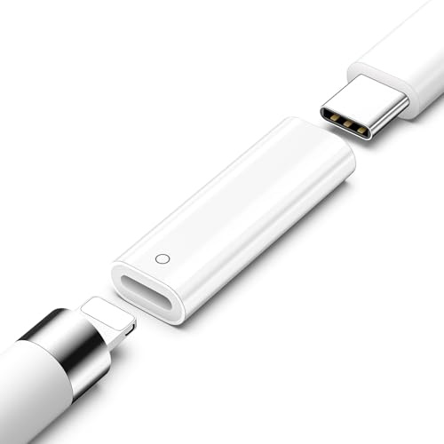 TiMOVO Adaptador de Carga USB C para Apple Pencil de 1.ª Generación, Conector Lighting a USB C, Compatible con Emparejamiento Bluetooth con iPad de 10.ª/11.ª Generación (A16 2025), Blanco