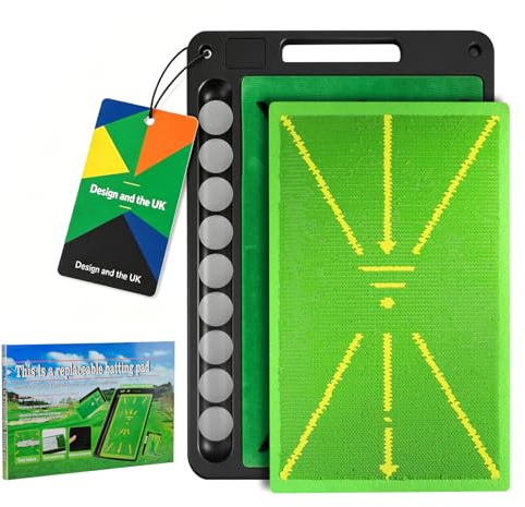 BRICH 2-Pack Golf Impact Mat for Swing Path Detection Non-Slip Practice Mat | Dual interchangeable hitting mats with heavy-duty rubber base for indoor, outdoor, and winter garden practice.