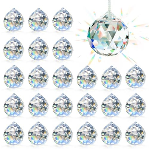 24 Stück Sonnenfänger Kristall, Sonnenfänger Bastelset, Kristalle zum Aufhängen, Lichtfänger Kristall, Deko Fenster zum Hängen, Sonnenfänger Bastelset für Regenbogenmacher Hochzeitsdekoration