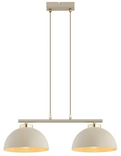 KAR LIGHTING Pendellampe 2-flammig Beige – Moon Ecru Kaschmir Leuchte aus Metall – E27 Lampen für Küche oder Essbereich – LED geeignet