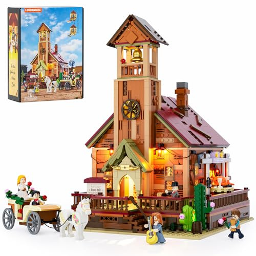 Lumibricks Old West Meeting Hall Beleuchtetes Klemmbaustein-Set, 2556 Teile kreatives BAU- und Lernset mit Schnellverschluss-Struktur und Touch-Dimmfunktion, geeignet für Erwachsene und Jugendliche