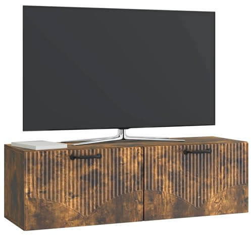 vidaXL Wandmontierter TV-Schrank Geräucherte Eiche 98 x 31 x 30 cm, Moderner Wohnbereich, Rechteckiger Wandschrank, Viel Stauraum, Schlichtes Design für die Haushaltsorganisation