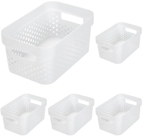 Curver Infinity-Behälter, 4,5 l, weiß, 26 x 17,5 x 12,3 cm, recycelter Kunststoff (Packung mit 5)