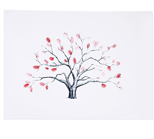 Yosoo 4 Arten Fingerabdruck Baum Hochzeits Gästebuch Hochzeits Gästebuch Plakat mit 6 Farben Tinte (Farbe : TYPE1#)
