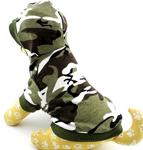 ZUNEA Small Dog Clothes for Male Summer Camo Shirt Hoodie Jumper Puppy T-Shirt Chihuahua Tee Shirts Green XS (This size run small, pls choose the size carefully)