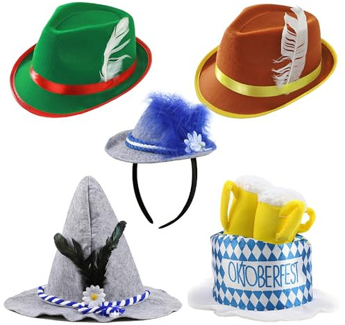 I LOVE FANCY DRESS 5ER Pack Erwachsene DEUTSCHE Oktoberfest MÜTZEN - PERFEKT FÜR Oktoberfest BAYERISCHE KOSTÜMPARTYS