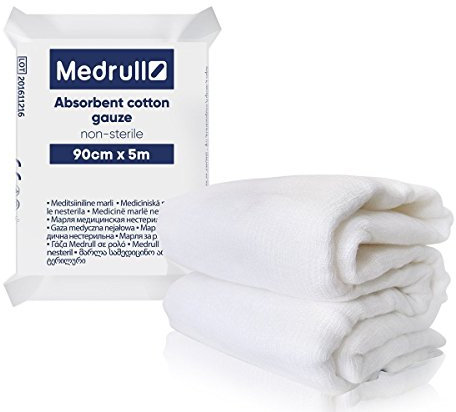 Medrull Medizinische Gaze Groß 90 cm x 5 m Medical Mull Premium Mullbinden Fixierbinden