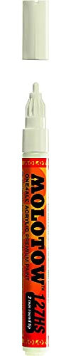 Molotow One4All 127HS Acryl Marker (2,0 mm Strichstärke, hochdeckend und permanent, UV-beständig, für fast alle Untergründe) 6 Stück Farbe 229 naturweiß