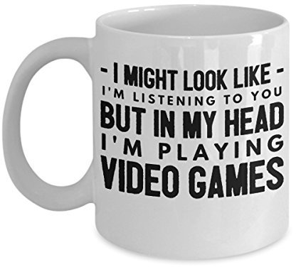 MIPOMALL Funny Video Games Xbox Mugs Coffee Cup Tea Gift Gifts Humor for him her Women Men Coworker Office Loves I Might Look Like I am I'm Listening to You but in My Head