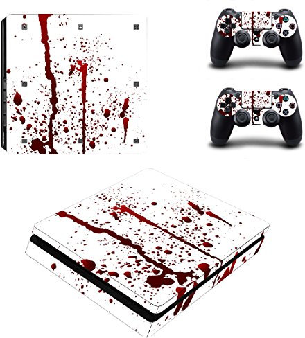 Wondder PS4 Slim Haut Aufkleber, Schutz Vinyl Aufkleber Haut Aufkleber für PS4 Slim Konsole + 2 Controller Skins + 2 x Silikon Daumen Griffe (Farbe 19)