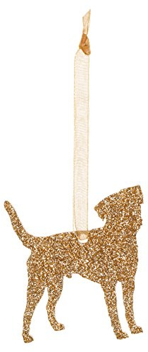 Pet Mirrors Border Terrier Style B Glitter Christmas Decoration (Gold)
