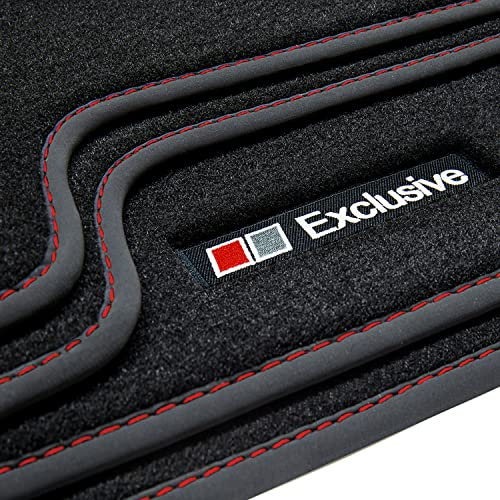 tuning-art V189 Fußmatten Exclusive-Line passend für VW Touareg 2 7P 2010-2018, Naht:Rot