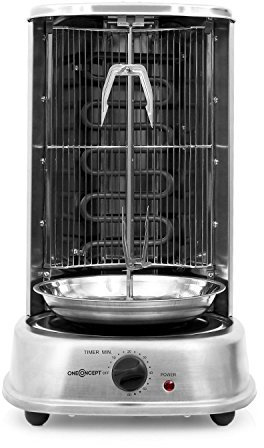 oneConcept Kebap Master - Rôtissoire verticale, Machine à kebab, Grill vertical, puissance max. 1800W, Argent