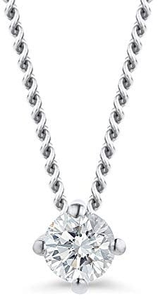 Orovi Damen Diamant Kette Weißgold, Halskette mit Solitär Diamant Anhänger 18 Karat (750) Gold und Diamant Brillanten 0.07 Ct, 45 cm lang Halskette Handgemacht in Italien
